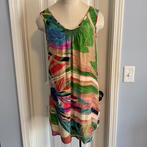 Bell by Alicia Bell 0 100% Silk Mini Slip Dress ~ Modern Art Colorful Party